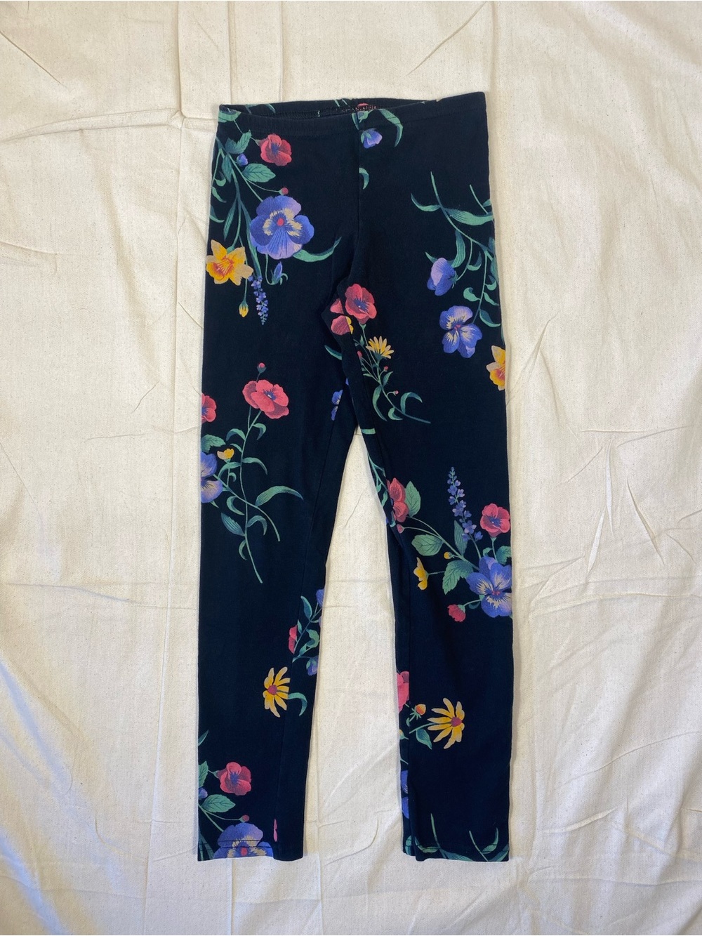 Girls Old Navy Black and Colorful Floral Leggings
